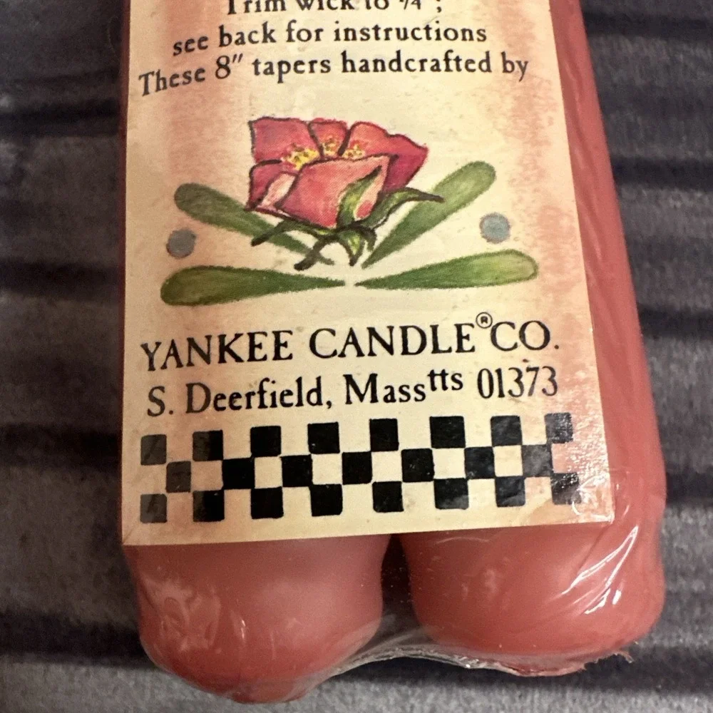 Vtg Yankee Candle Company Salt Mist Rose 6 Inch 2 Set Of 2 =4 Taper Candles NOS